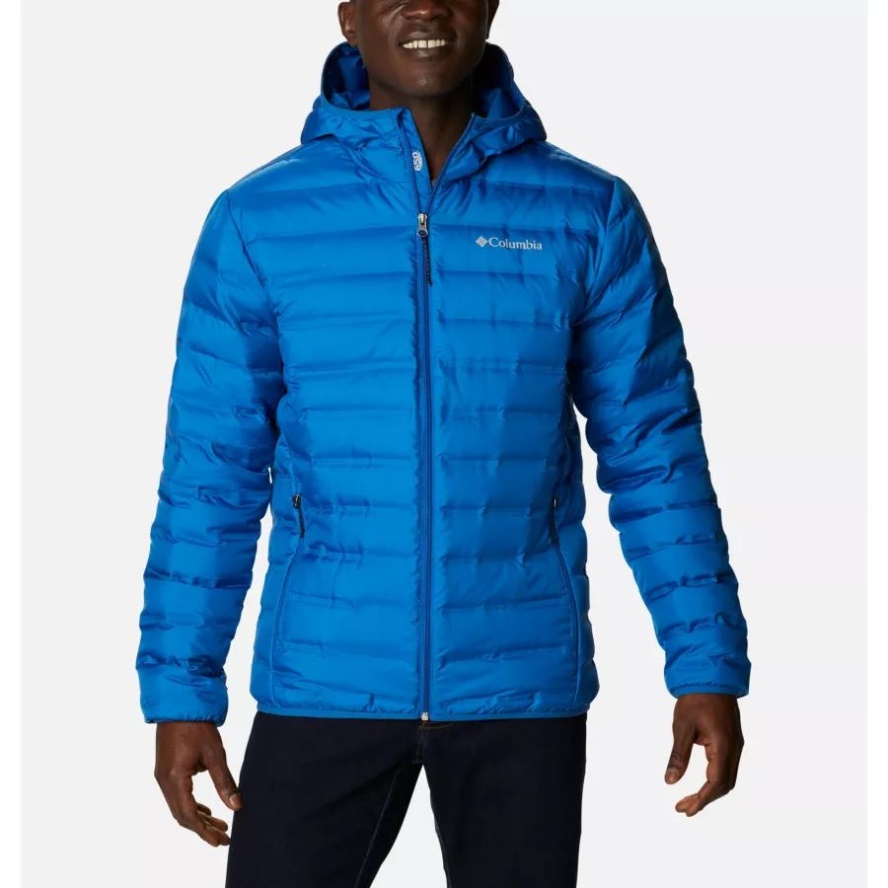 Bright Indigo Men's Lake 22 Down Hooded Jacket Columbia Sale