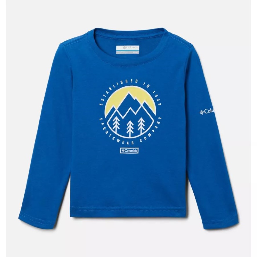 Bright Indigo/Outdoor Park Boys' Toddler Dobson Pass Long Sleeve Graphic T-Shirt Columbia Sale
