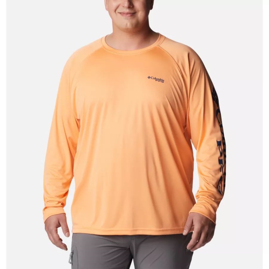 Bright Nectar/Carbon Logo Men's PFG Terminal Tackle Long Sleeve Shirt Big Columbia Sale