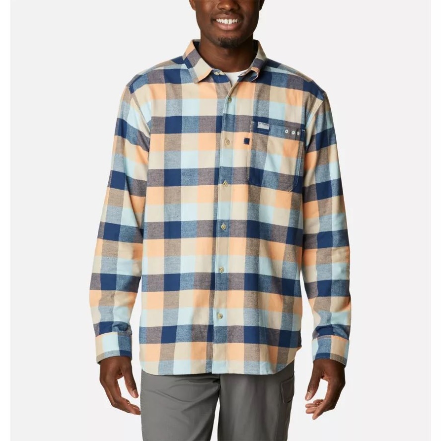 Bright Nectar Multi Check Men's PFG Slack Tide Flannel Long Sleeve Shirt Columbia Sale