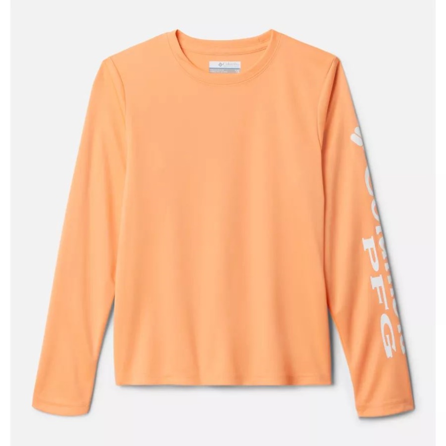 Bright Nectar/White Logo Columbia Sale Kids' PFG Terminal Tackle Long Sleeve Tee