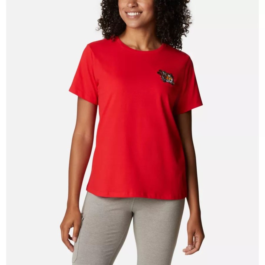 Bright Red/Mini Love The Tigers Columbia Sale Women's Alpine Way Embroidery T-Shirt