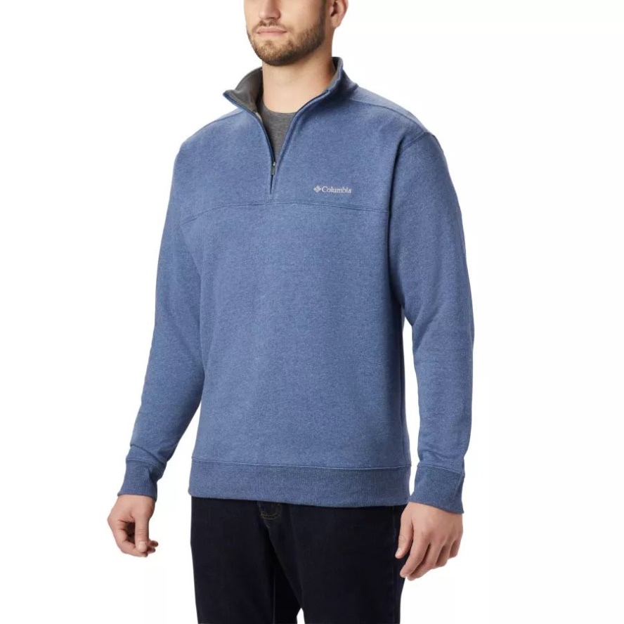 Carbon Heather Men's Hart Mountain II Half Zip Sweatshirt Tall Columbia Sale
