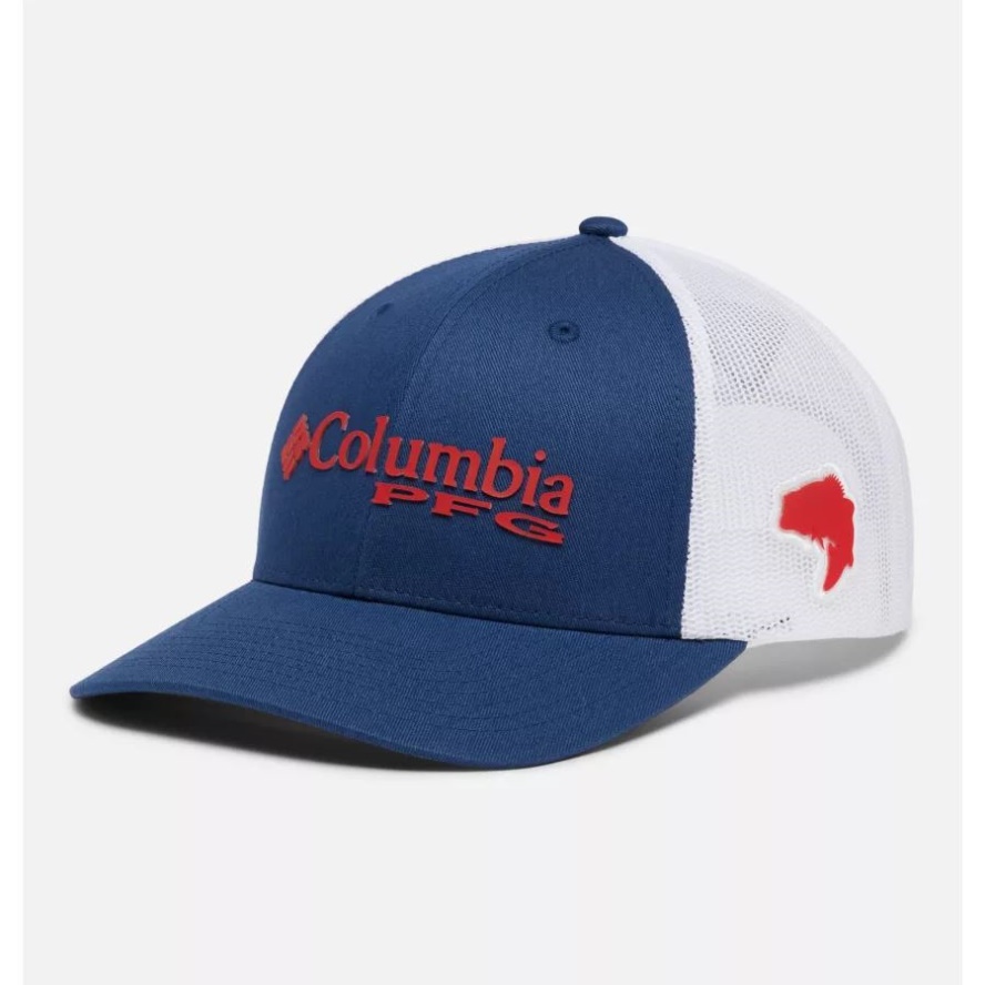 Carbon/Red Spark PFG Logo Mesh Snapback Low Crown Columbia Sale