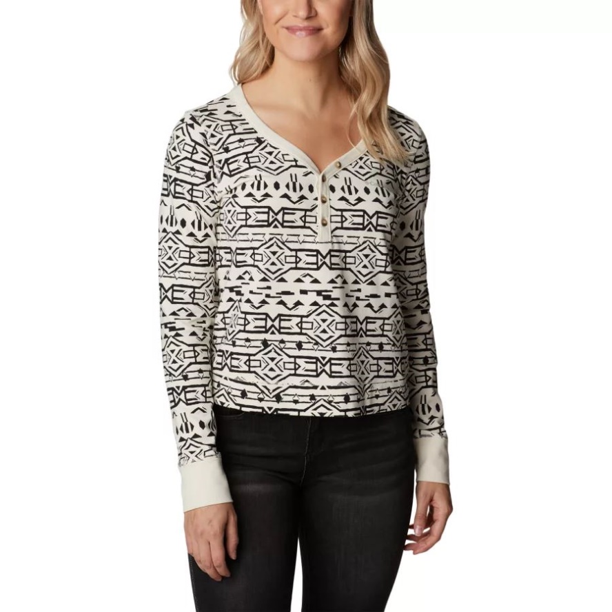 Chalk 80s Stripe Women's Holly Hideaway Long Sleeve Shirt Columbia Sale