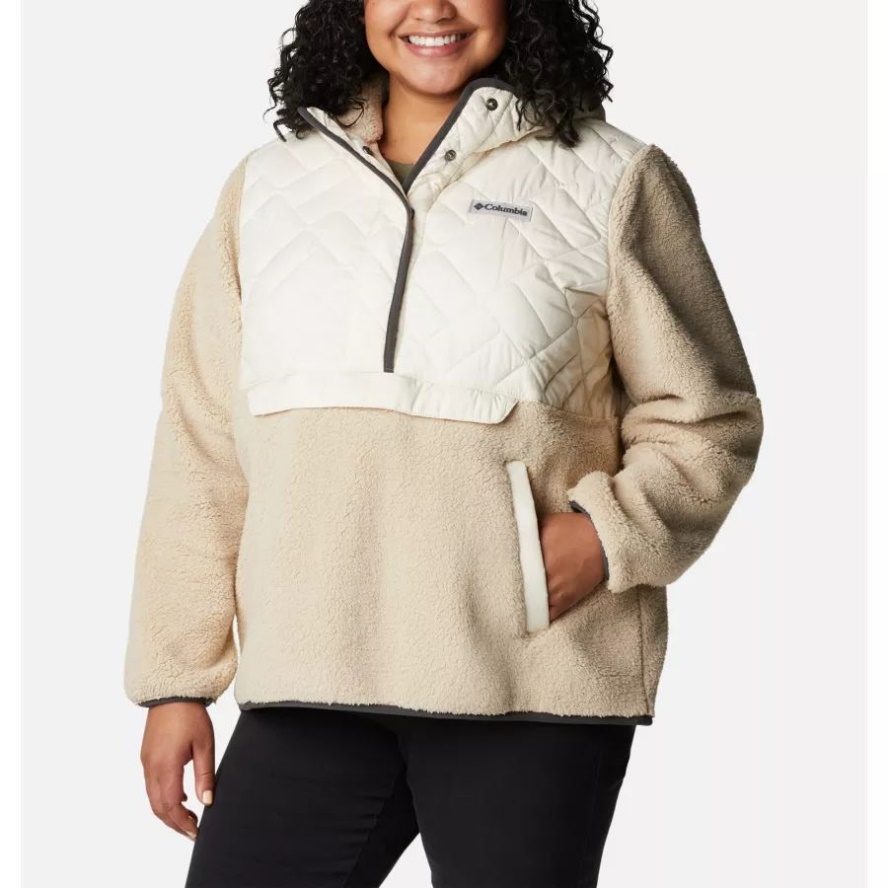 Chalk/Ancient Fossil Columbia Sale Women's Sweet View Hooded Fleece Pullover Plus
