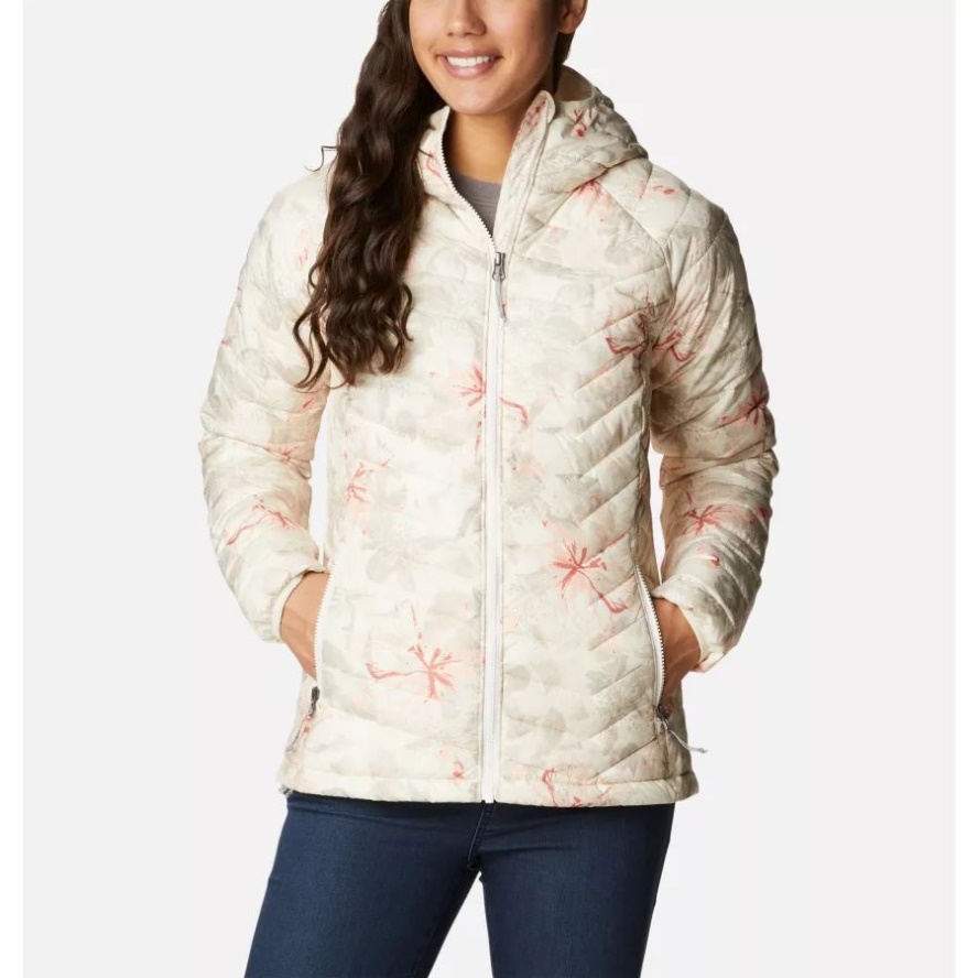 Chalk Aurelian Print Women's Powder Lite Hooded Jacket Columbia Sale