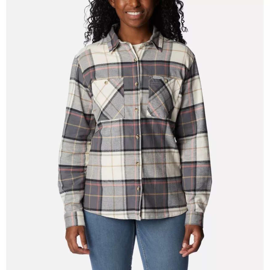 Chalk Boyfriend Tartan Women's Clay Hills Stretch Flannel Shirt Columbia Sale