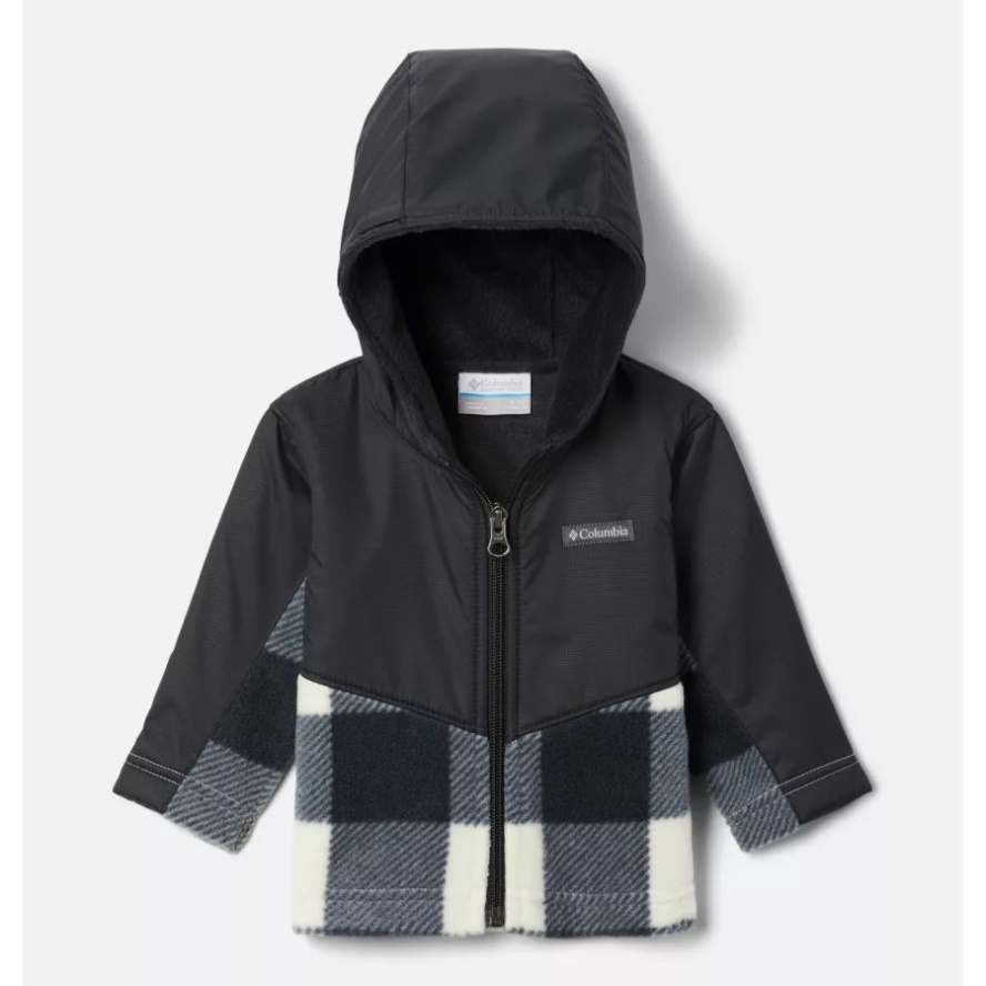 Chalk Check/Black Kids' Infant Steens Mountain Overlay Hooded Jacket Columbia Sale