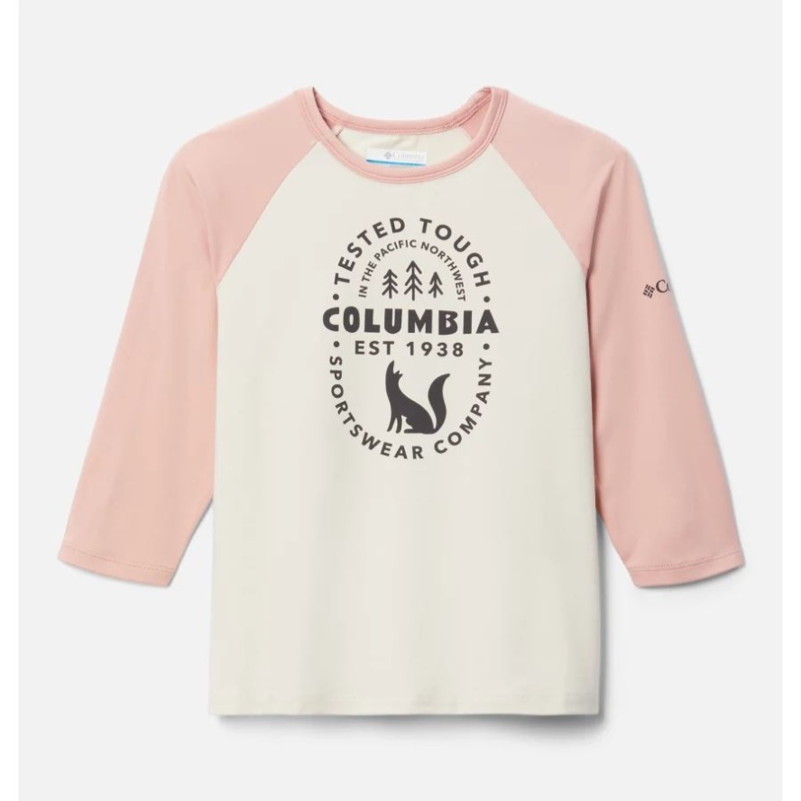 Chalk Heather/Faux Pink Kids' Outdoor Elements3/4 Sleeve Shirt Columbia Sale