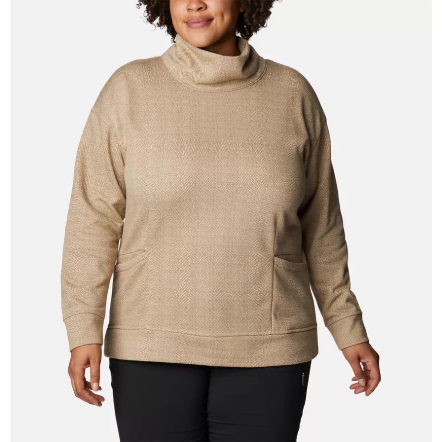 Chalk Herringbone Women's Columbia Sale Lodge Funnel Pullover Plus Size Columbia Sale