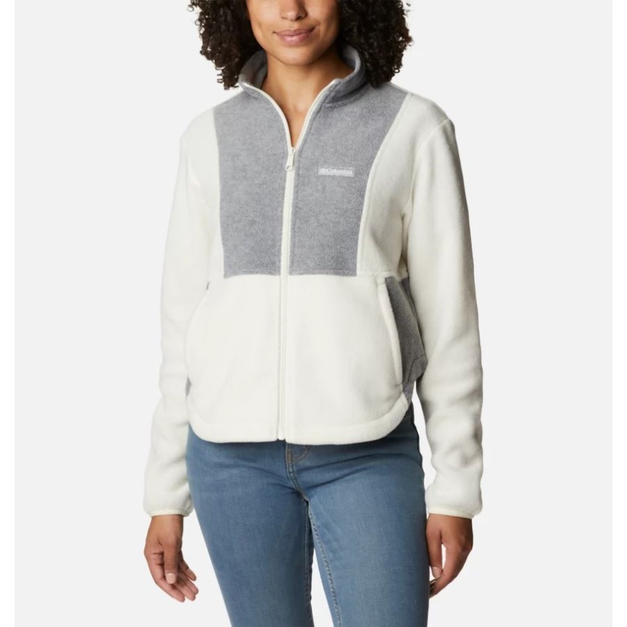 Chalk/Light Grey Heather Columbia Sale Women's Benton Springs Colorblock Fleece jacket