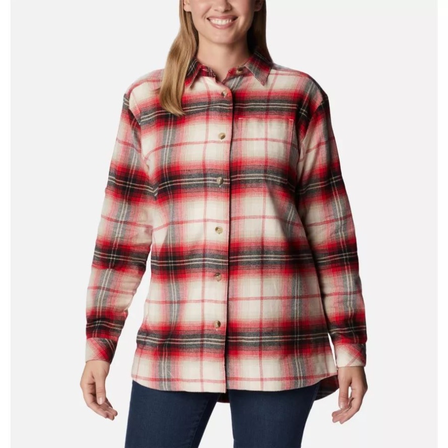 Chalk Multi Tartan Women's Holly Hideaway Flannel Shirt Columbia Sale