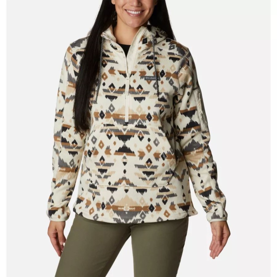 Chalk Rocky MT Print Columbia Sale Women's Sweater Weather Hooded Pullover