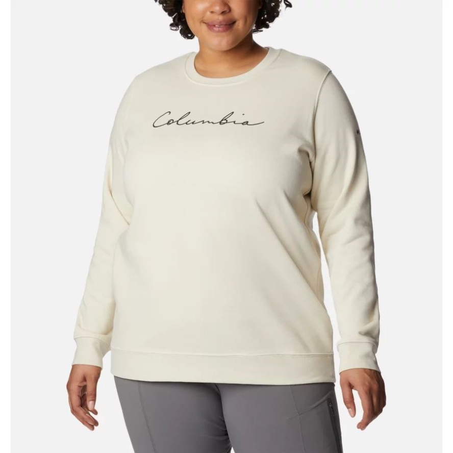 Chalk/Script Logo Women's Columbia Sale Trek Graphic Crew Sweatshirt Plus Size Columbia Sale