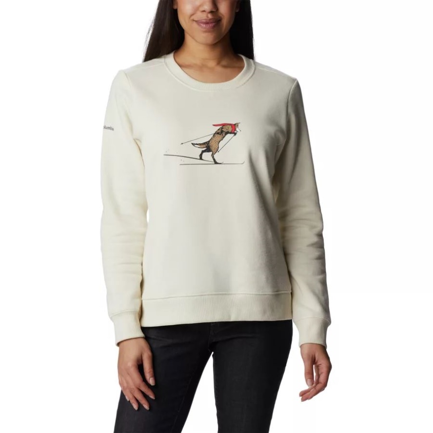Chalk/Skiing Fox Women's Hart Mountain II Graphic Crew Sweatshirt Columbia Sale