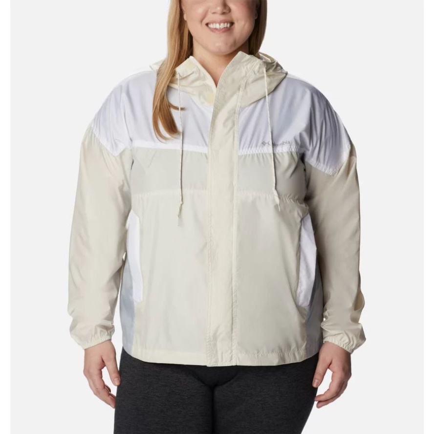 Chalk/White/Cirrus Grey Columbia Sale Women's Flash Challenger Windbreaker Plus Size