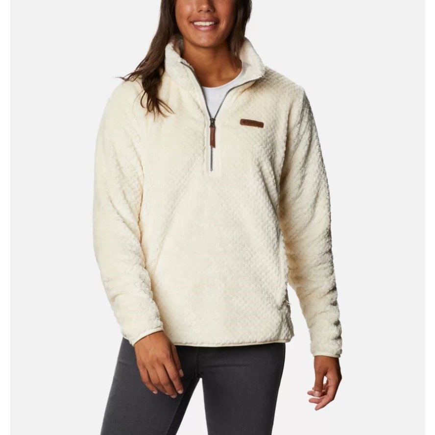 Chalk Women's Fire Side Half Zip Sherpa Fleece Columbia Sale
