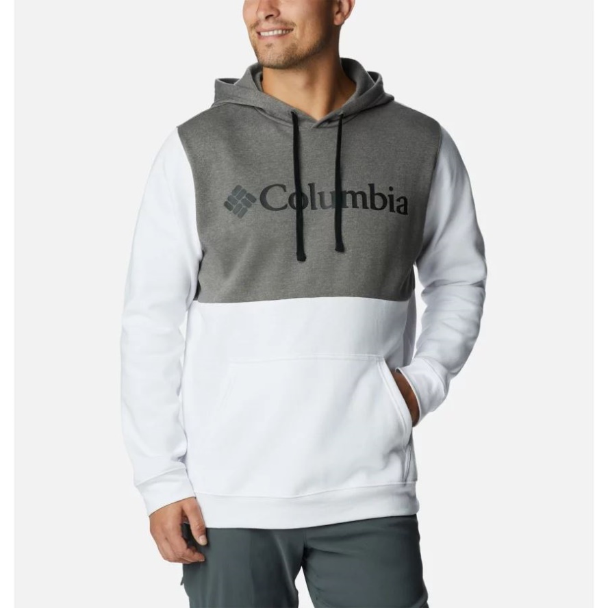Charcoal Heather/White Men's Columbia Sale Trek Colorblock Hoodie Columbia Sale
