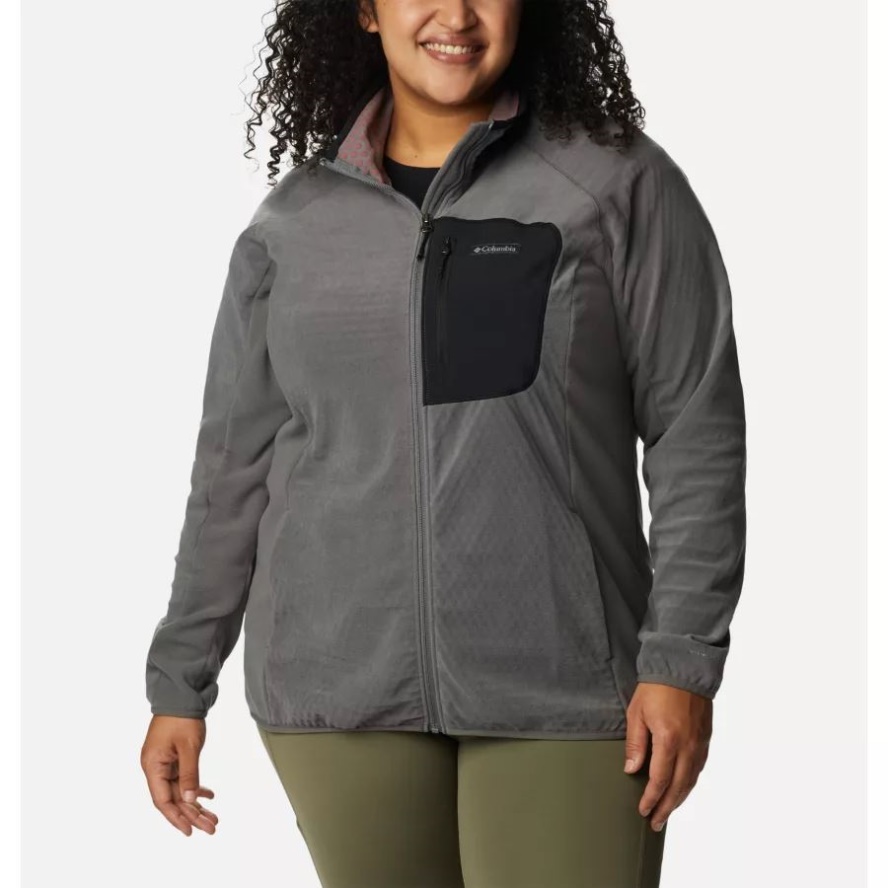 City Grey/Black Women's Outdoor Tracks Full Zip Fleece Jacket Plus Size Columbia Sale