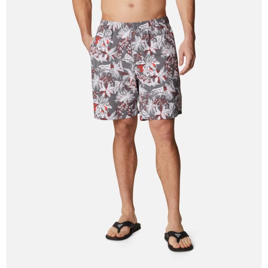 City Grey Festive Fishin Print Men's PFG Super Backcast Water Shorts Columbia Sale