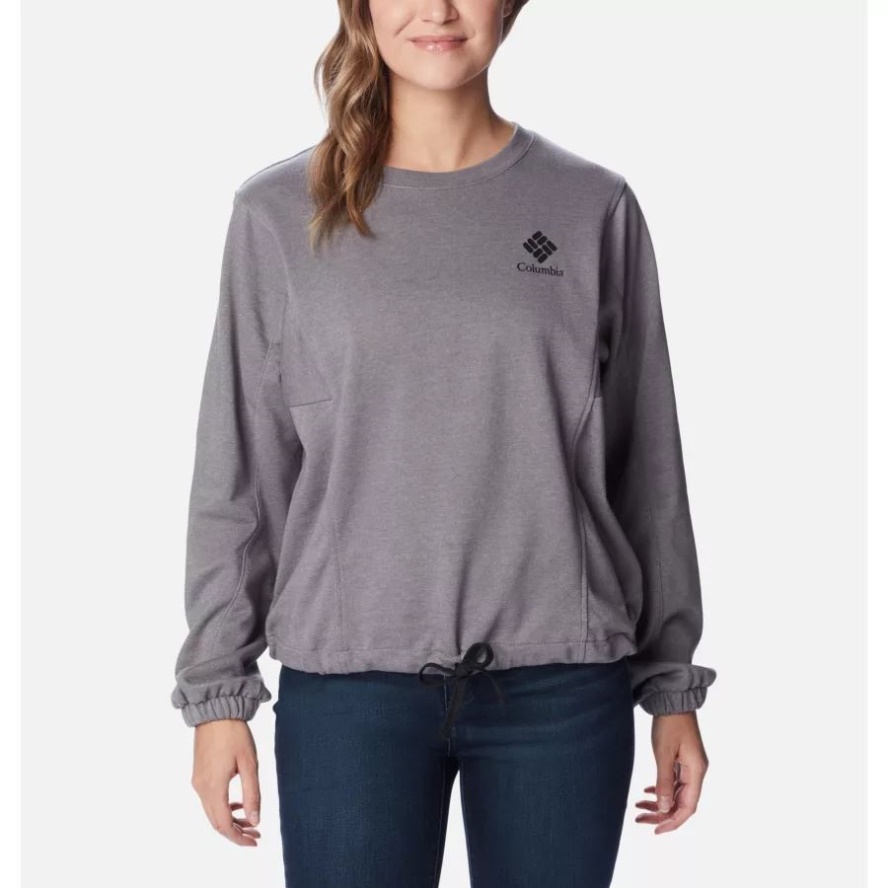 City Grey Hthr/Black CSC Stacked Logo Women's Columbia Sale Trek Seasonal French Terry Crew Columbia Sale