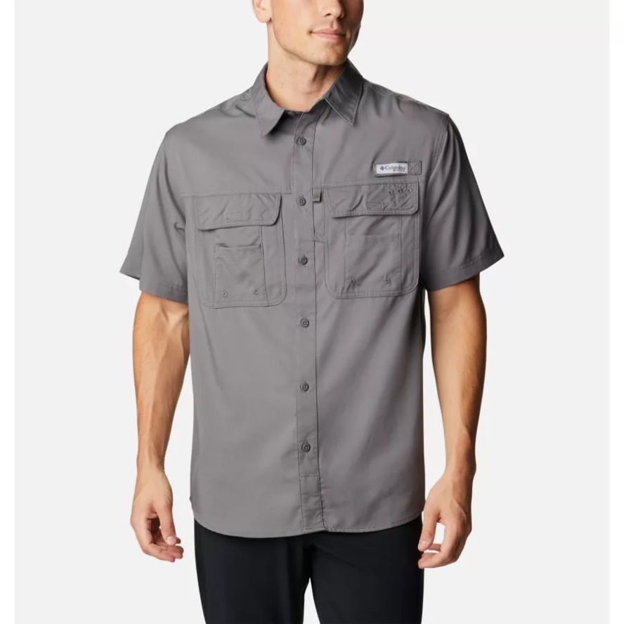 City Grey Men's PFG Drift Guide Woven Short Sleeve Shirt Columbia Sale