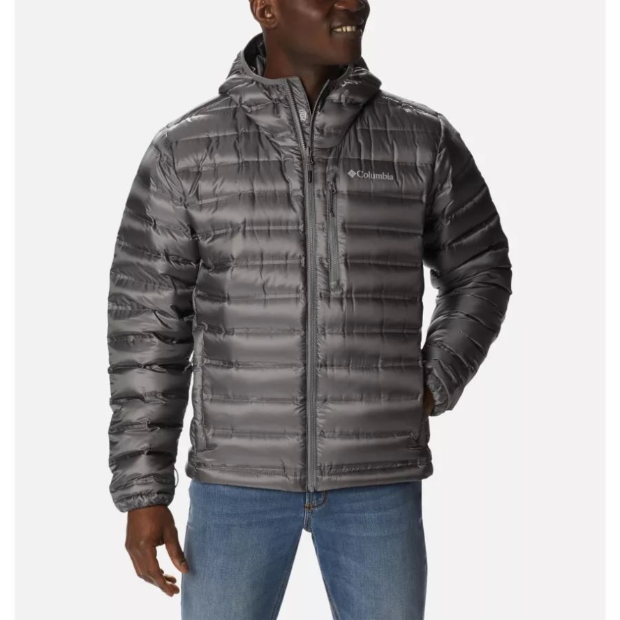 City Grey Men's Pebble Peak Down Hooded Jacket Columbia Sale