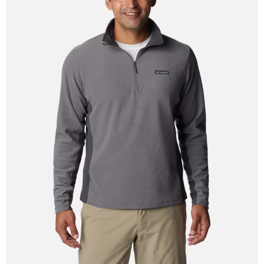 City Grey/Shark Columbia Sale Brand Men's Overlook Pass Half Zip Shirt