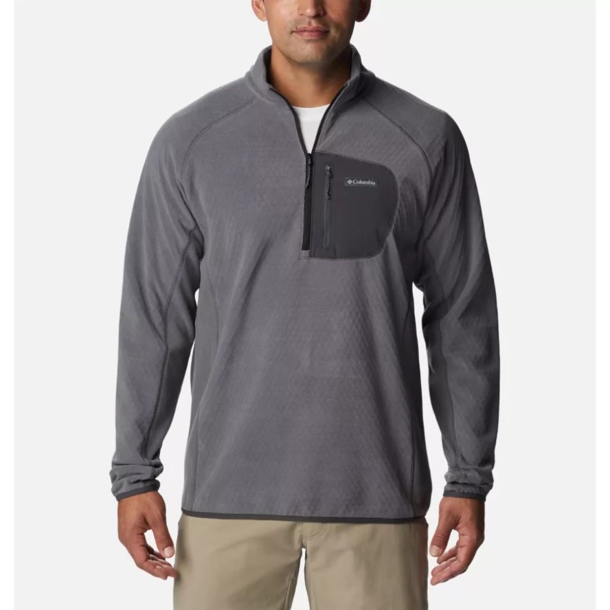 City Grey/Shark Men's Outdoor Tracks Half Zip Fleece Pullover Columbia Sale