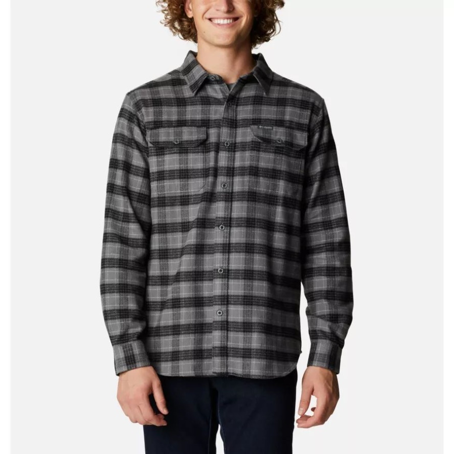 City Grey Tartan Check Men's Flare GunUtility Shirt Columbia Sale