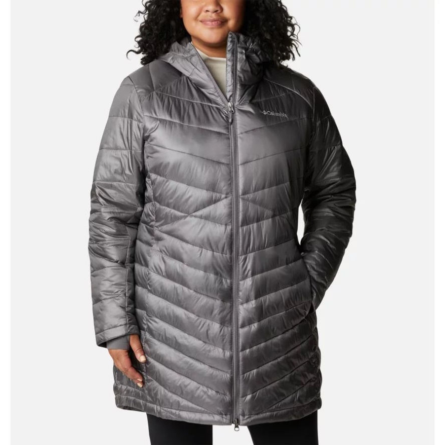 City Grey Women's Joy Peak Omni-Heat Infinity Mid Insulated Hooded Jacket Plus Size Columbia Sale