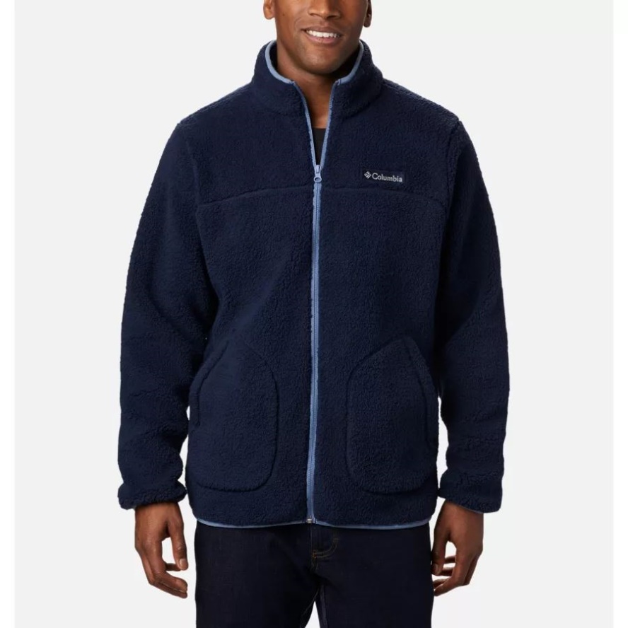 Collegiate Navy/Bluestone Columbia Sale Men's Rugged Ridge II Sherpa Full Zip Fleece Jacket
