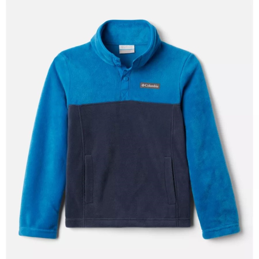 Collegiate Navy/Bright Indigo Columbia Sale Boys' Steens Mountain1/4 Snap Fleece Pull-Over