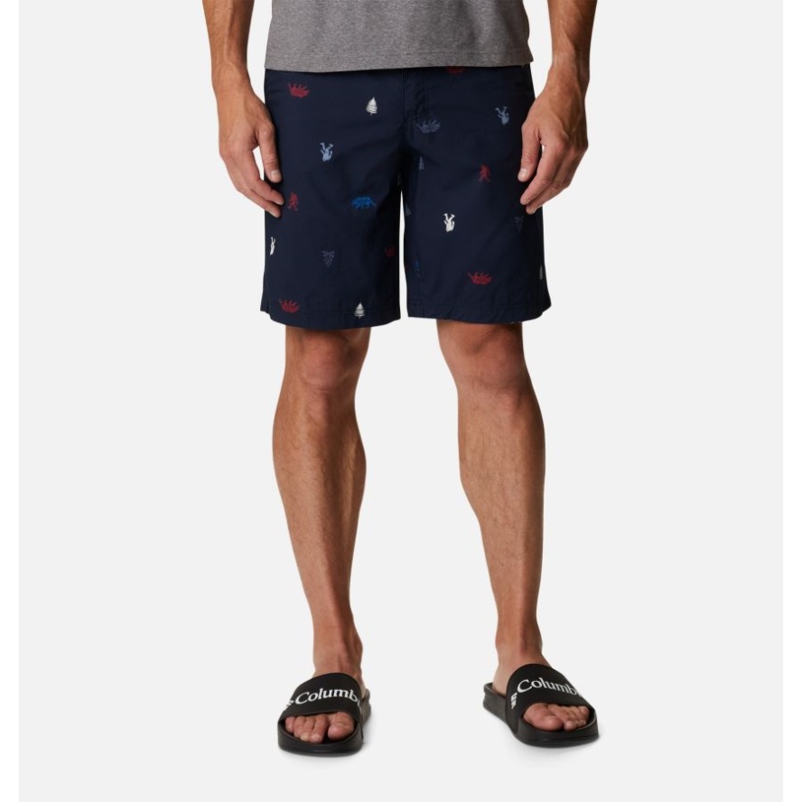 Collegiate Navy Camp Social Multi Print Columbia Sale Men's Washed Out Casual Printed Shorts
