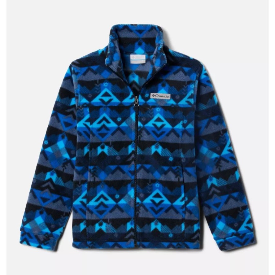 Collegiate Navy Checkpoint Columbia Sale Boys' Zing III Printed Fleece Jacket