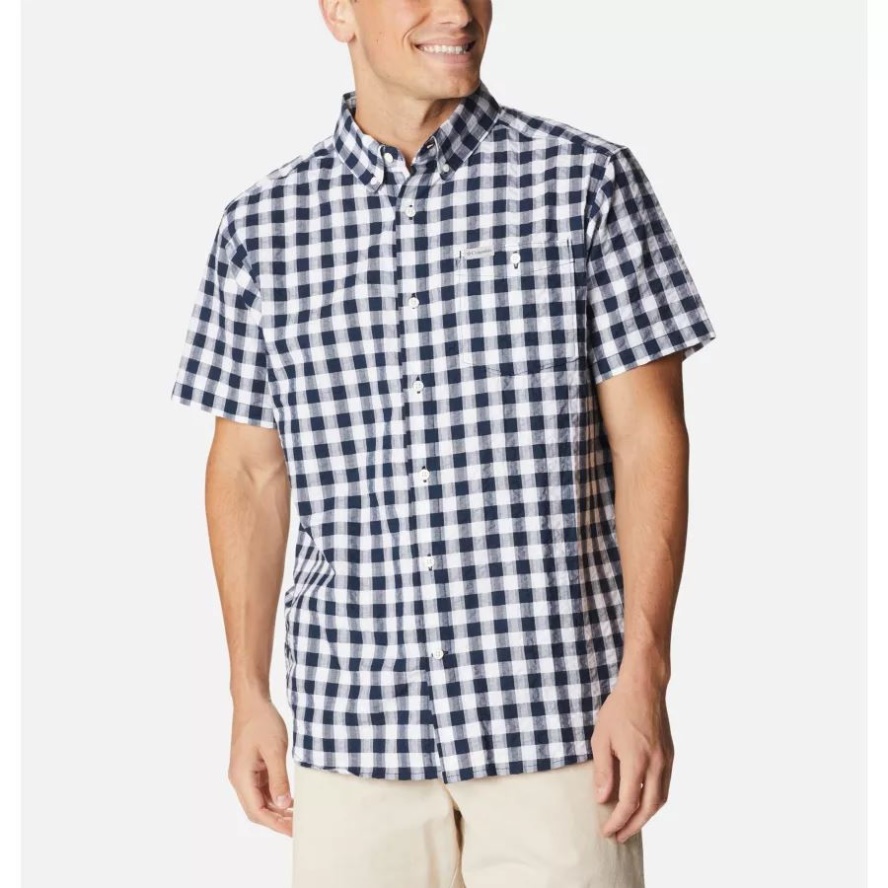Collegiate Navy Gingham Men's Brentyn Trail II Short Sleeve Shirt Columbia Sale
