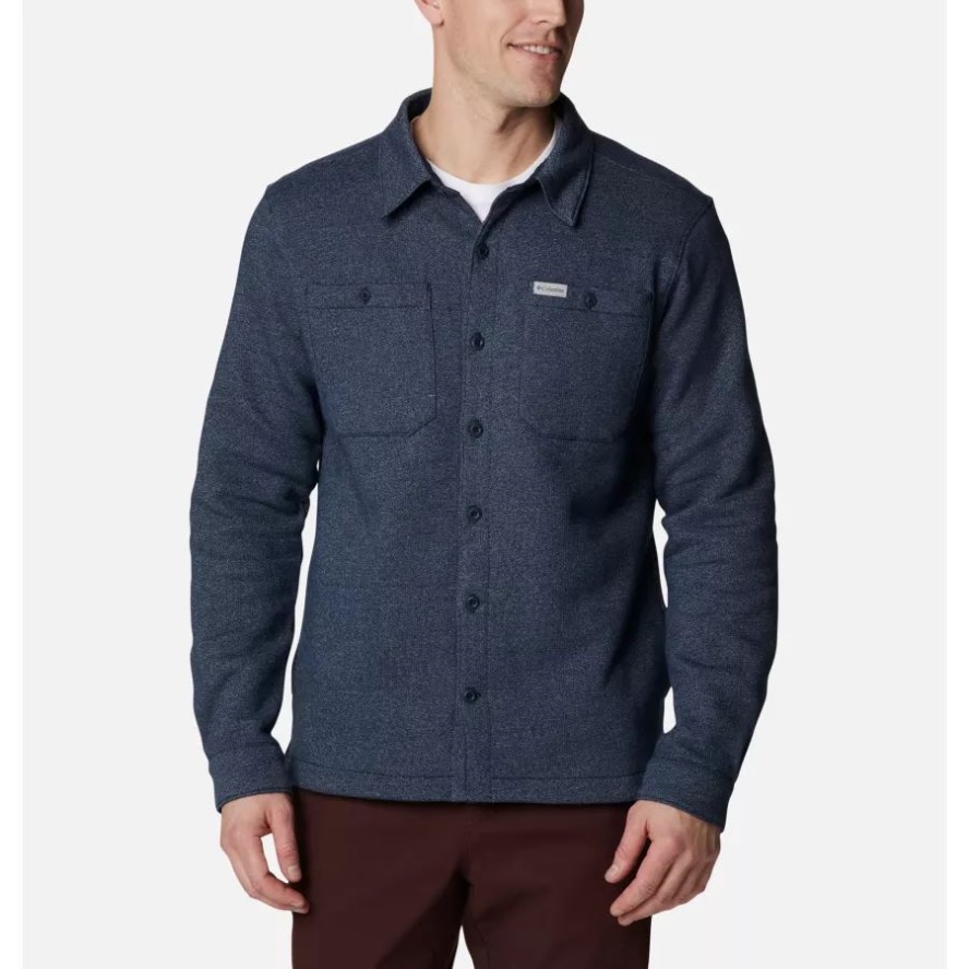 Collegiate Navy Heather/Collegiate Navy Men's Great Hart Mountain Shirt Jacket Columbia Sale
