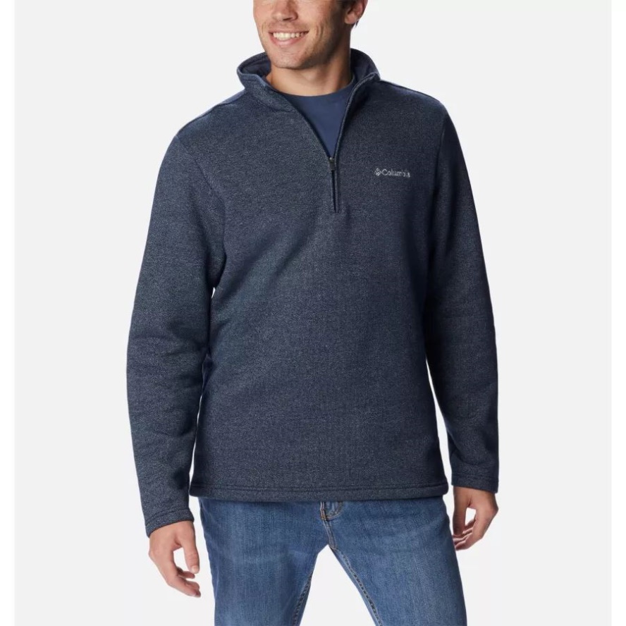 Collegiate Navy Heather Columbia Sale Men's Great Hart Mountain III Half Zip