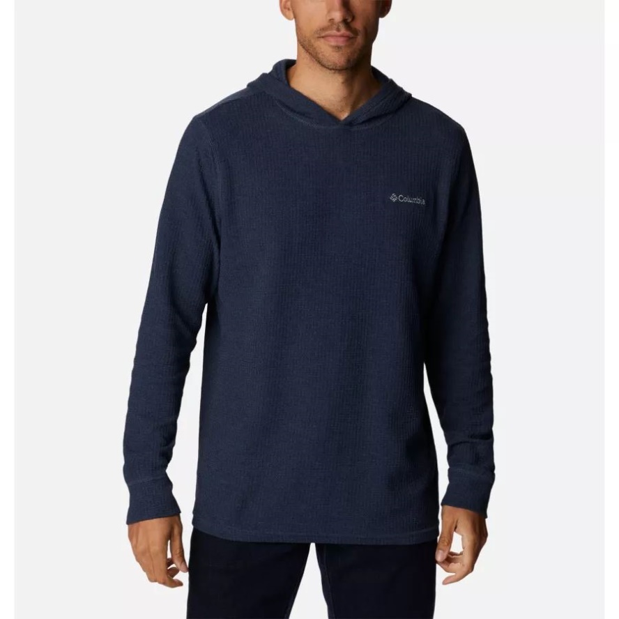 Collegiate Navy Heather Columbia Sale Men's Pine Peak Waffle Hoodie