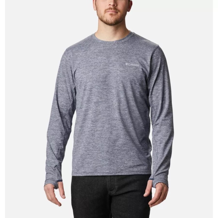 Collegiate Navy Heather Columbia Sale Men's Tech Trail Long Sleeve Crew II Shirt