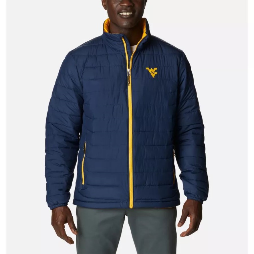 Collegiate Navy Men's Collegiate Powder Lite Jacket West Virginia Columbia Sale