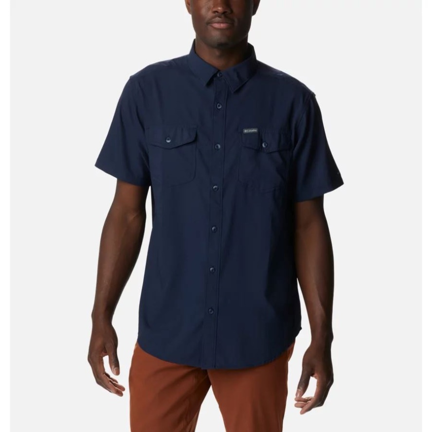 Collegiate Navy Men's Utilizer II Solid Short Sleeve Shirt Columbia Sale