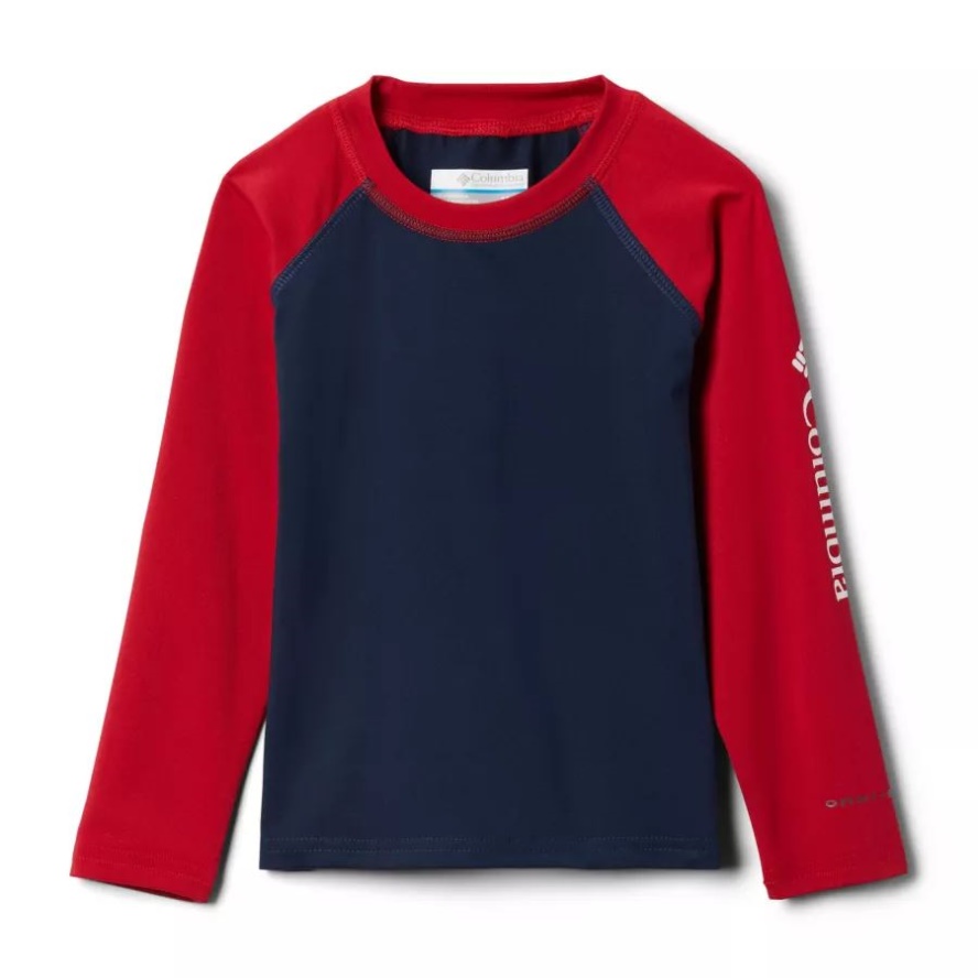 Collegiate Navy/Mountain Red Kids' Toddler Sandy Shores Long Sleeve Sunguard Shirt Columbia Sale