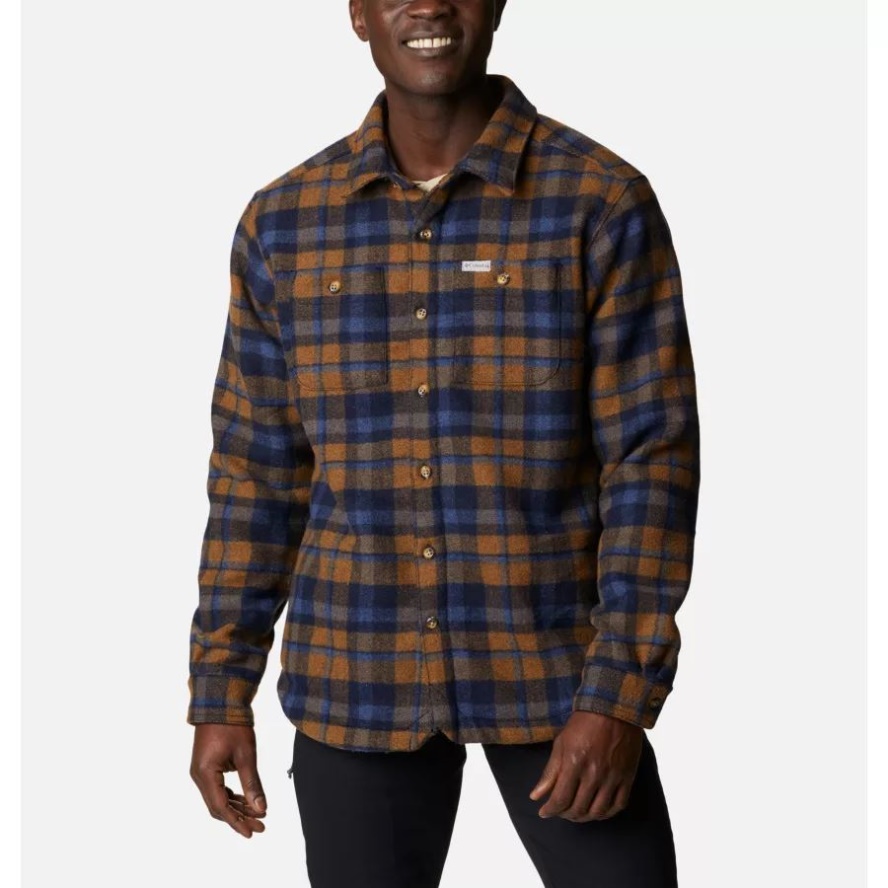 Collegiate Navy Stair Step Check Columbia Sale Men's Windward Rugged Shirt Jacket