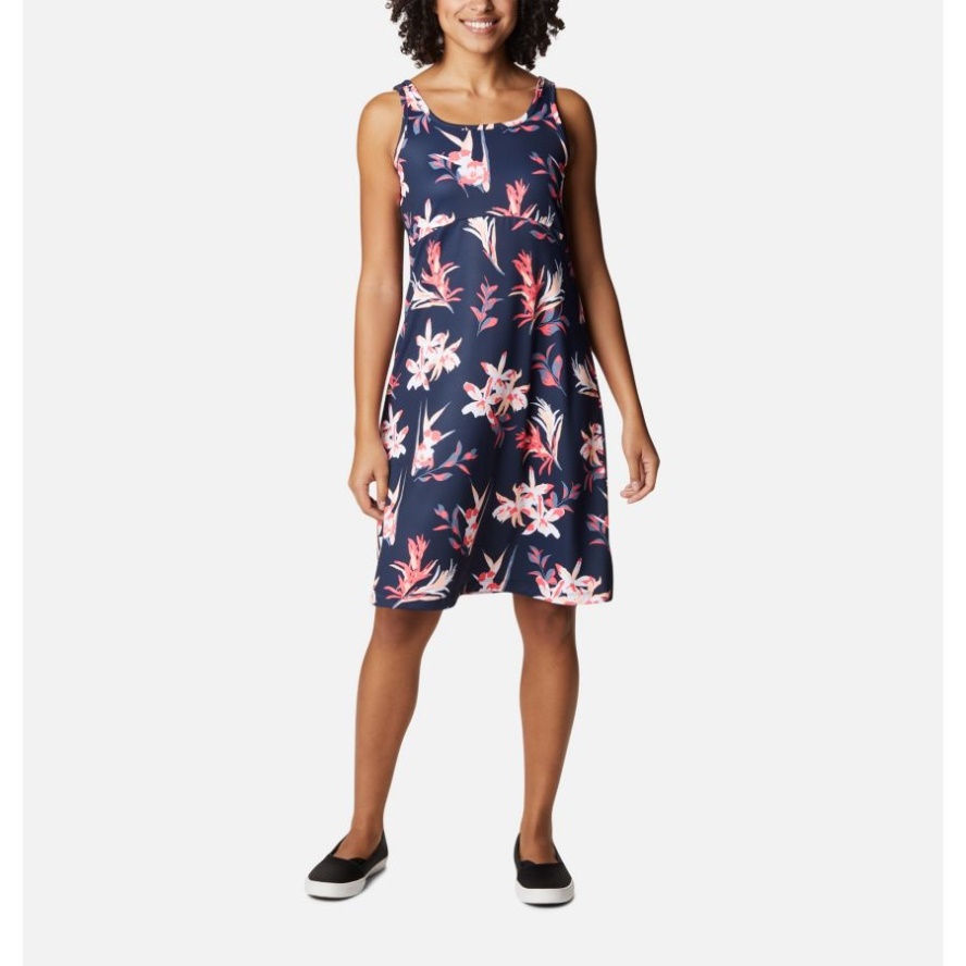 Collegiate Navy/Tossed Tropics Print Columbia Sale Women's PFG Freezer III Dress