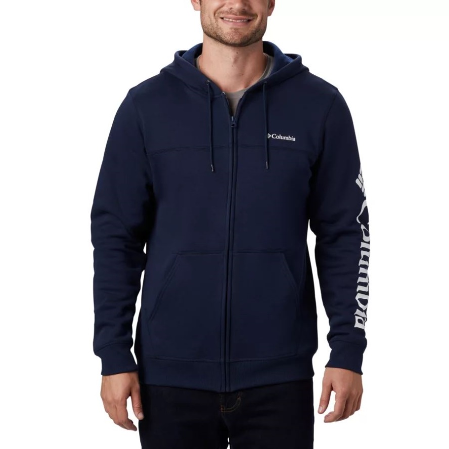Collegiate Navy/White Columbia Sale Men's Columbia Sale Logo Full Zip Fleece Hoodie