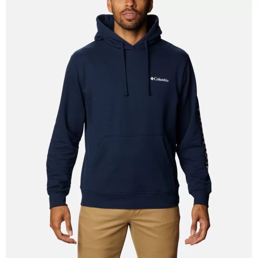 Collegiate Navy/White Columbia Sale Men's Viewmont II Sleeve Graphic Hoodie