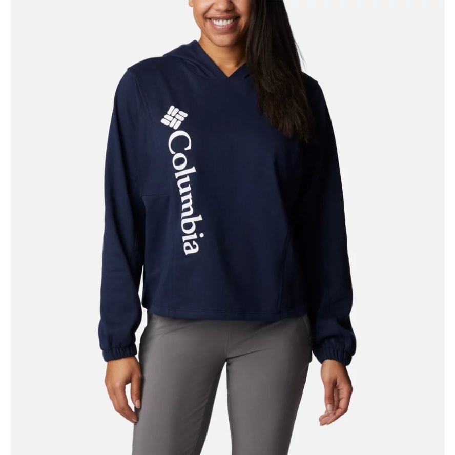 Collegiate Navy/White Logo Columbia Sale Women's Columbia Sale Trek Seasonal French Terry Hoodie