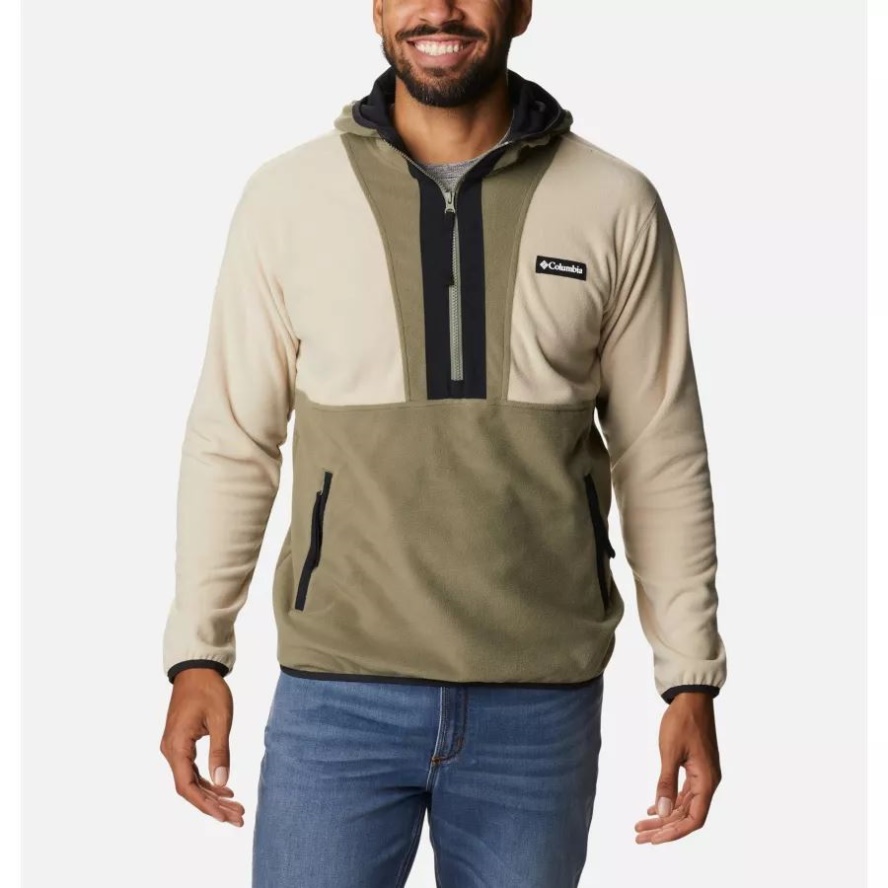 Columbia Sale Ancient Fossil/Stone Green/Black Men's Back Bowl Lite Half Zip Pullover Hoodie